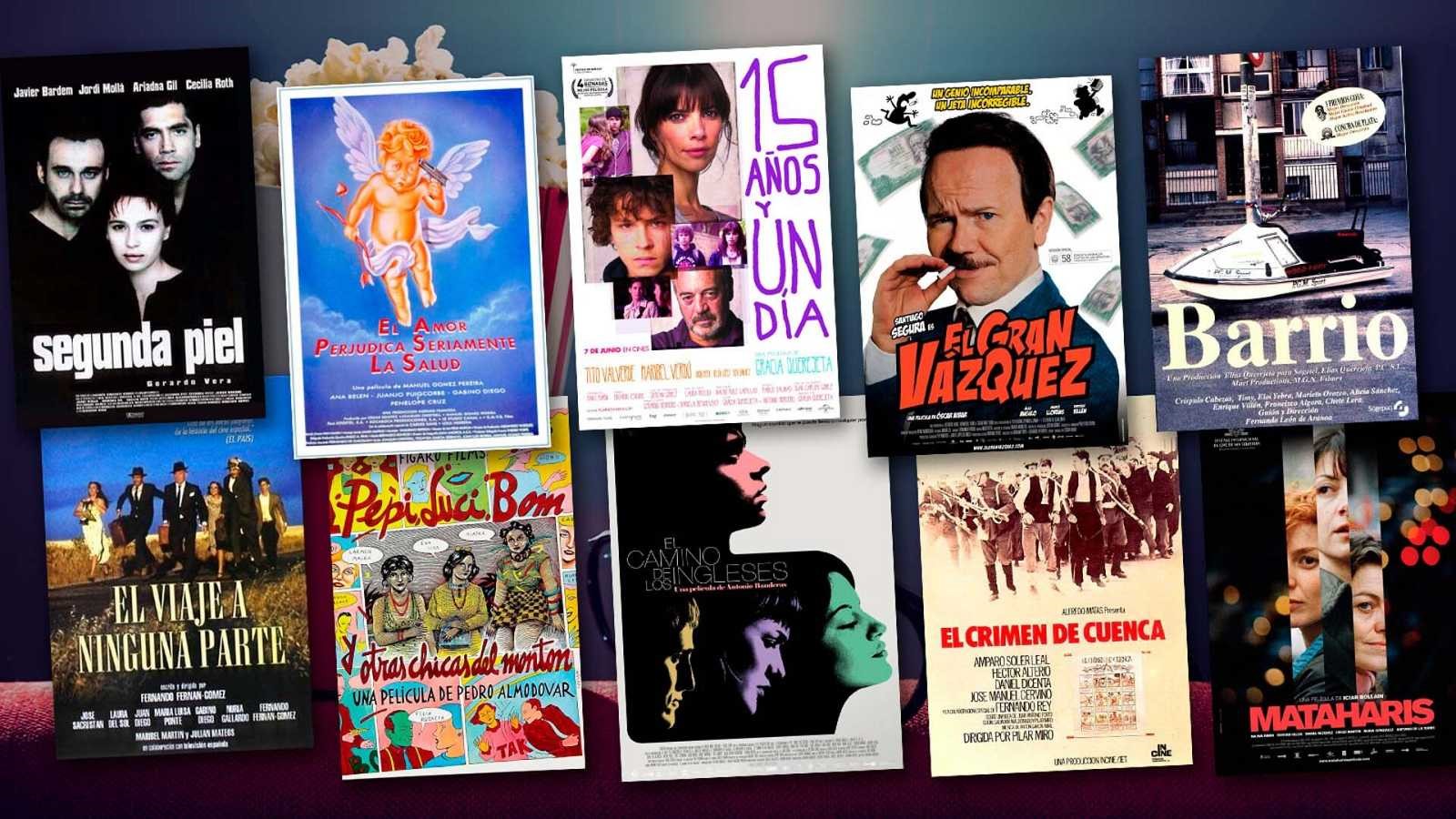 Imagen que muestra varias carátulas de películas españolas