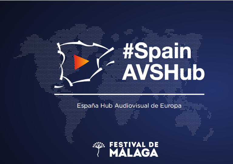 Banner de la mesa redonda sobre el Spain Audiovisual Hub en el Festival de Málaga 2023
