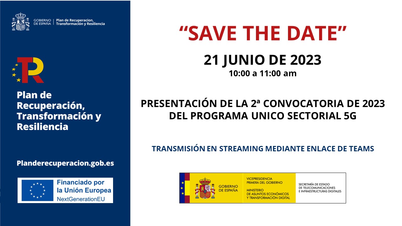 Banner del webinar informativo sobre la 2ª convocatoria del programa de ayudas Unico Sectorial 5g