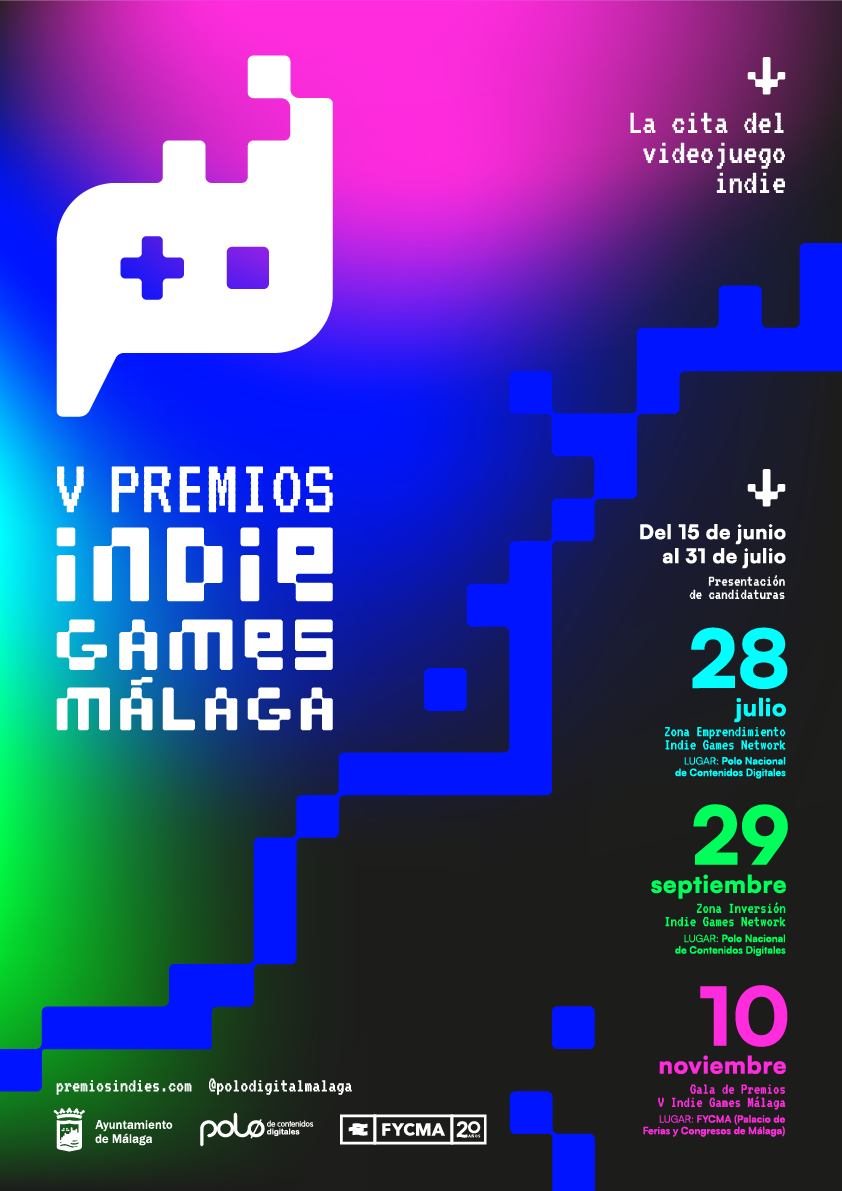 Cartel de la convocatoria de los V Premios Indie Games Málaga