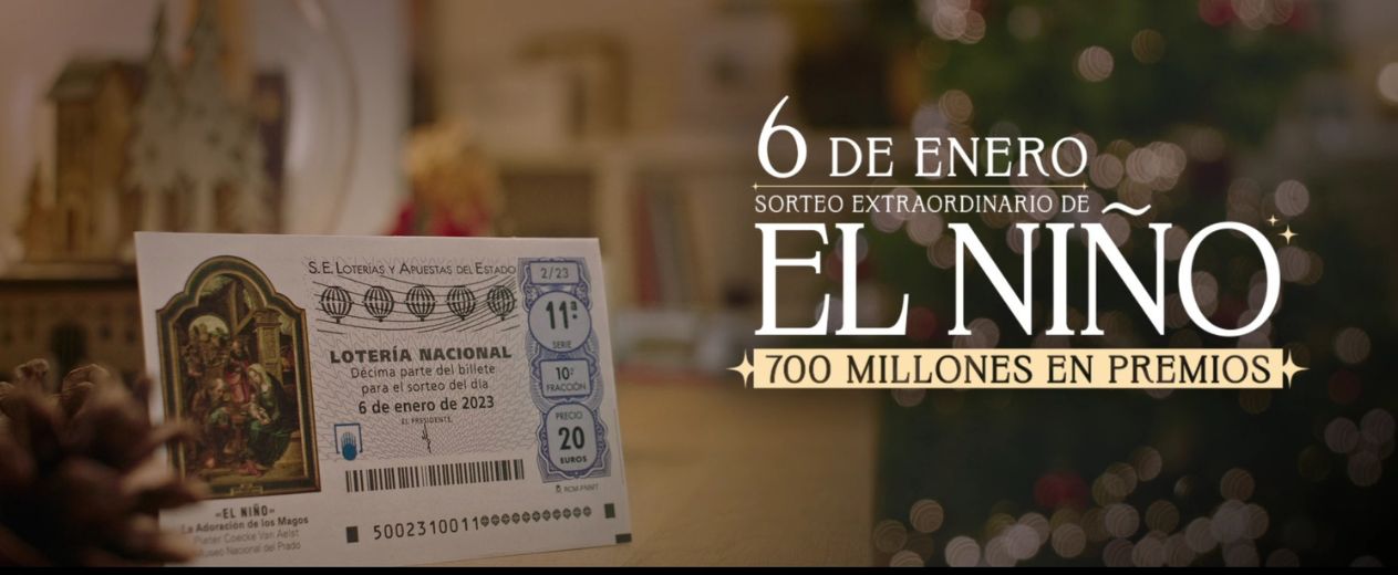 Cartel del anuncio publicitario Lotería Nacional Sorteo Extraordinario de El Niño